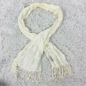 Cejon made in Italy Soft lightweight fringe Cream scarf